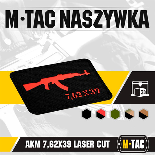 Нарукавна нашивка M-Tac - AKM 7.62x39 Laser Cut - чорна/чорна - 51110233 - Нашивки - Одяг