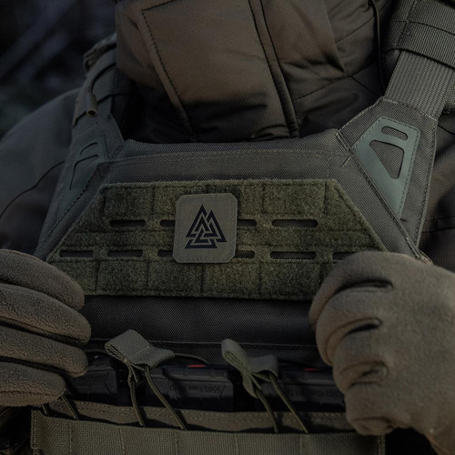 Нашивки - M-Tac - Квадратная нашивка Laser cut Valknut - Чёрный / Ranger Green - 51162232