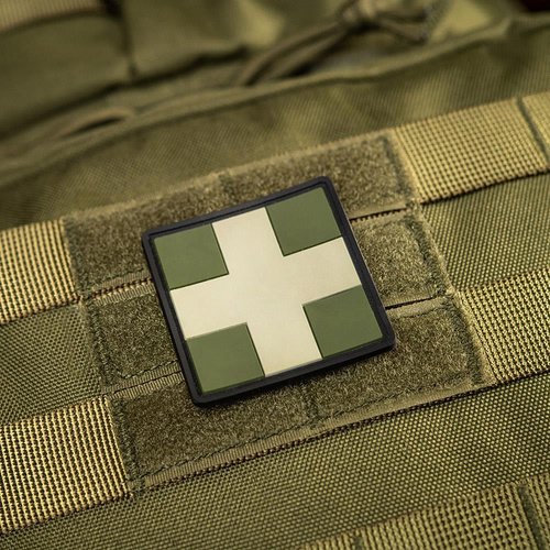 M-Tac - 3D PVC Нашивка Medic Cross Square patch - Оливковий - 51124001 - Група крові, медичні - Одяг