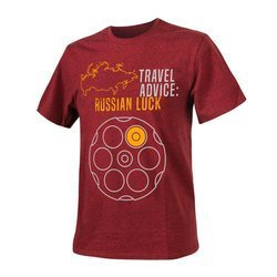 Helikon - Футболка Поради мандрівника Російська удача Travel Advice Russian Luck - Червоний/Чарни-Меланж - TS-TRL-CO-2501Z