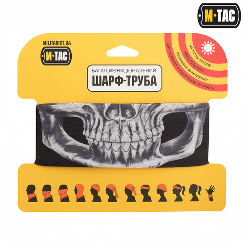 Балаклави - M-Ta - Легкий шарф-труба Reaper Skull - Чорний- HLI-SSB-BK