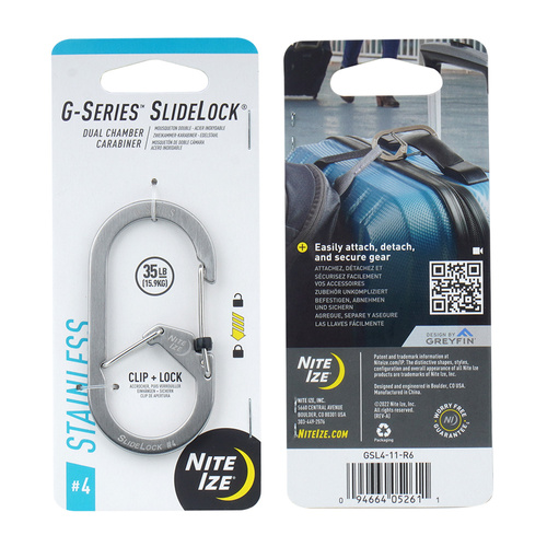 Nite Ize - G-Series SlideLock #4 карабин с двумя отделениями - сталь - серебристый - GSL4-11-R6 - Карабины