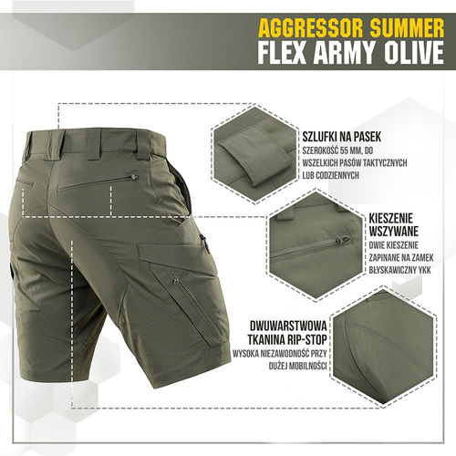 Одежда - M-Tac - Тактические шорты Aggressor Summer Flex - Army Olive - 20472062 - Шорты