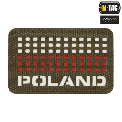 M-Tac - нашивка з прапором Польщі та написом - лазерне різання - пікселі - червоний / рейнджерський зелений / білий - 51006123 - Нашивки