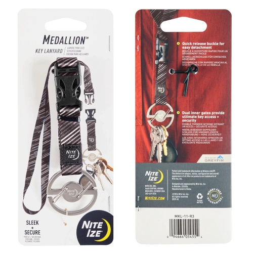 Карабины - Nite Ize - Карабін зі шнурком Medallion Key Lanyard - сталевий - сріблястий/чорний - MKL-11-R3