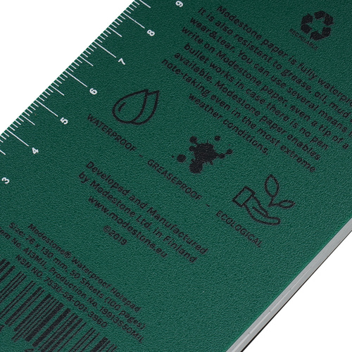 Туризм - Modestone - Водонепроникний блокнот - 76 x 130 мм - 50 аркушів - Зелений - A13MIL - Водонепроникні блокноти