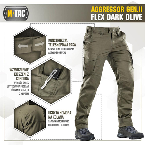 M-Tac - Тактические брюки Aggressor Gen.II Flex - Ripstop - Dark Olive - 20058048. - Тактические брюки - Одежда