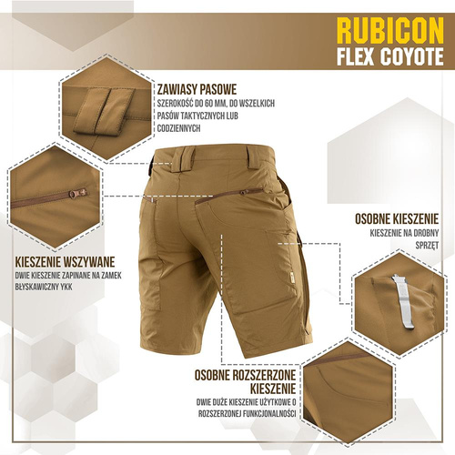 M-Tac - Тактичні шорти Rubicon Flex - 4-Way Stretch - YKK - Coyote - 20070005 - Шорти - Одяг