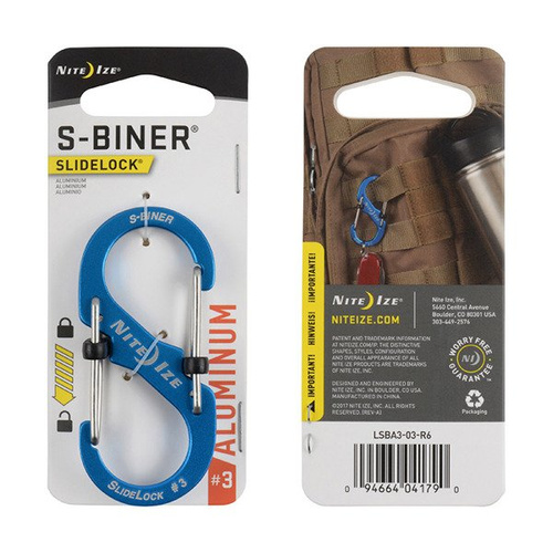 Nite Ize - Карабін S-Biner® SlideLock® Aluminum #3 - Синій - LSBA3-03-R6 - Карабины