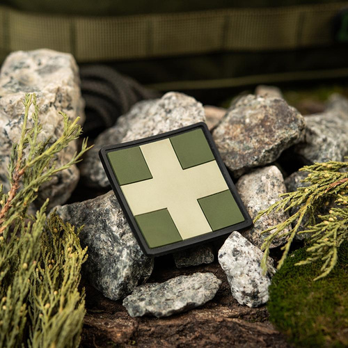 Група крові, медичні - M-Tac - 3D PVC Нашивка Medic Cross Square patch - Оливковий - 51124001
