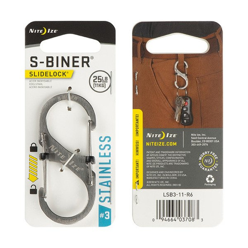 Nite Ize - Kарабін S-Biner® SlideLock® Stainless Steel #3 - Нержавіюча сталь - LSB3-11-R6 - Карабины