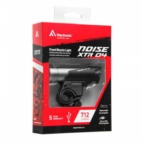 Mactronic - Світлодіодна передня велофара Noise XTR 04, що перезаряджається - 712 лм - ABF0042 - ABF0042 - Освітлення для велосипеда - Ліхтарики