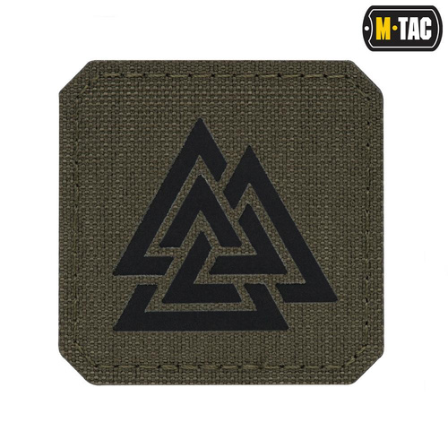 M-Tac - Квадратна нашивка Laser cut Valknut - Чорний / Ranger Green - 51162232 - Нашивки