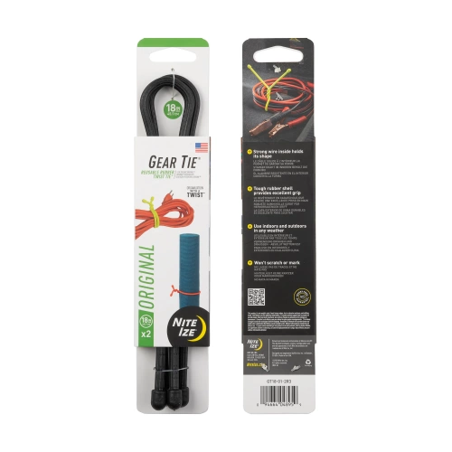 Nite Ize - Краватка Gear Tie 18" Original Twist Tie - Two-Pack - Чорний - GT18-01-2R3 - Паракорд