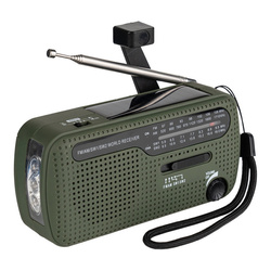 Fosco Industries - Радиоприемник для выживания с солнечной батареей и рукояткой - SW1/SW2/FM/AM - Зеленый - 464601