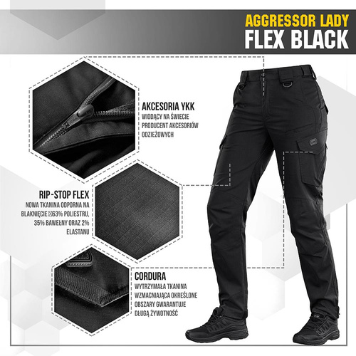 Штани тактичні - M-Tac - Жіночі брюки-чоботи Aggressor Lady Flex Boot Pants - чорний - 20069002