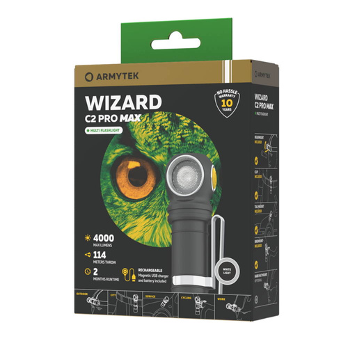 Ліхтарики на голову - Armytek - Акумуляторний ліхтар / налобний ліхтар Wizard C2 PRO MAX - 4000 люмен - F06701C