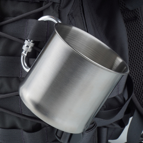 Кемпинг - Mil-Tec - Туристическая кружка с карабином - 500 мл - Сталь - 14607900 - Туристическая посуда