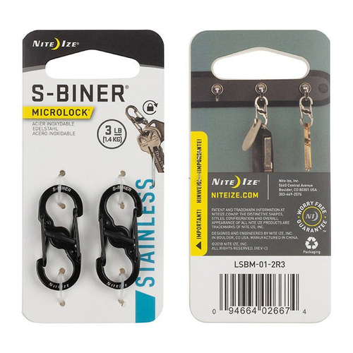 Nite Ize - Карабин S-Biner MicroLock - Чёрный - 2пак - LSBM-01-2R3 - Карабины