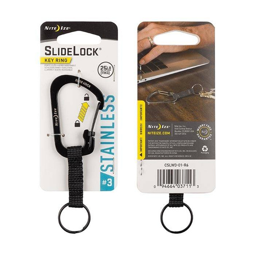 Nite Ize - Kарабинчик SlideLock Key Ring #3 - Чёрный - CSLW3-01-R6 - Карабины