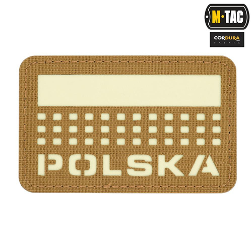 M-Tac - нашивка с флагом и надписью Польша - лазерная резка - пиксели/прямоугольник - койот/флюо - 51007205 - Нашивки