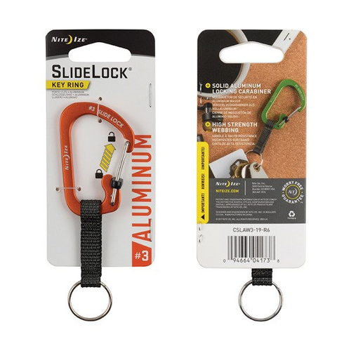 Nite Ize - SlideLock® Key Ring Aluminum Carabiner - Orange - CSLAW3-19-R6 - Карабины