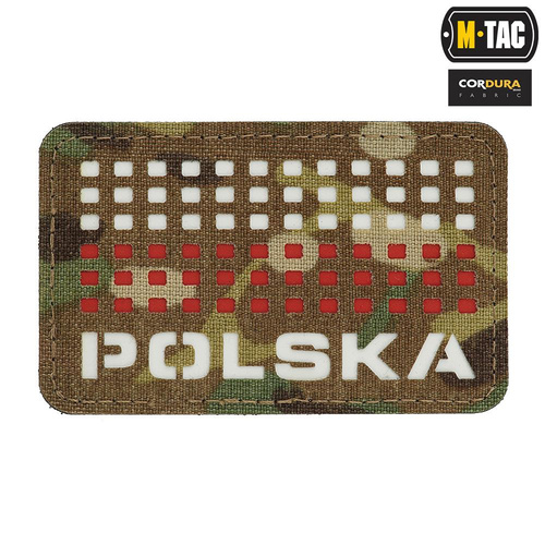 M-Tac - Нашивка з прапором і написом Польща - Лазерне різання - Пікселі - Червоний / MultiCam / Білий - 51007108 - Нашивки