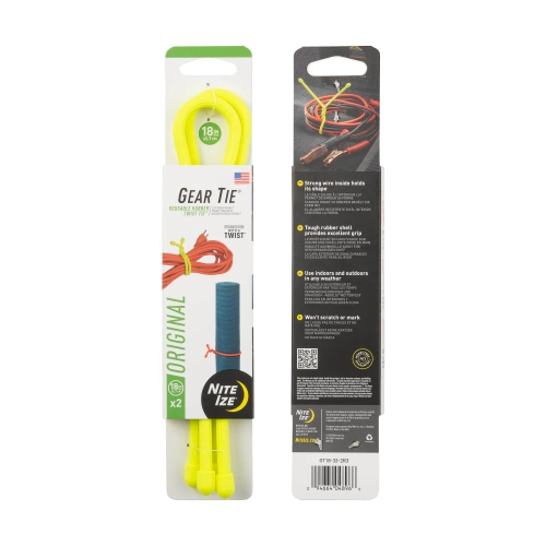 Nite Ize - Gear Tie 18" Original Twist Tie - Two-Pack - Neon Yellow - GT18-33-2R3 - Паракорд
